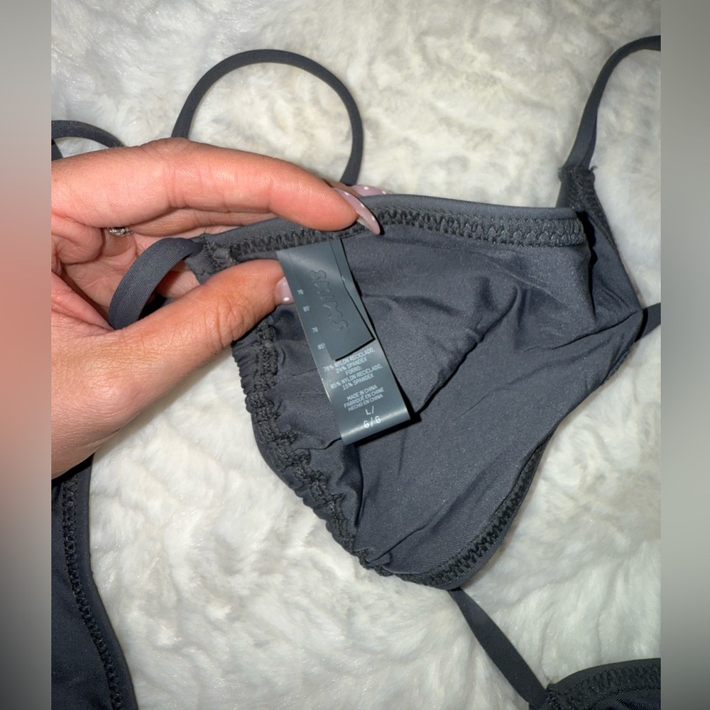 Skims Dark Gray Triangle String Bikini Set - image 2